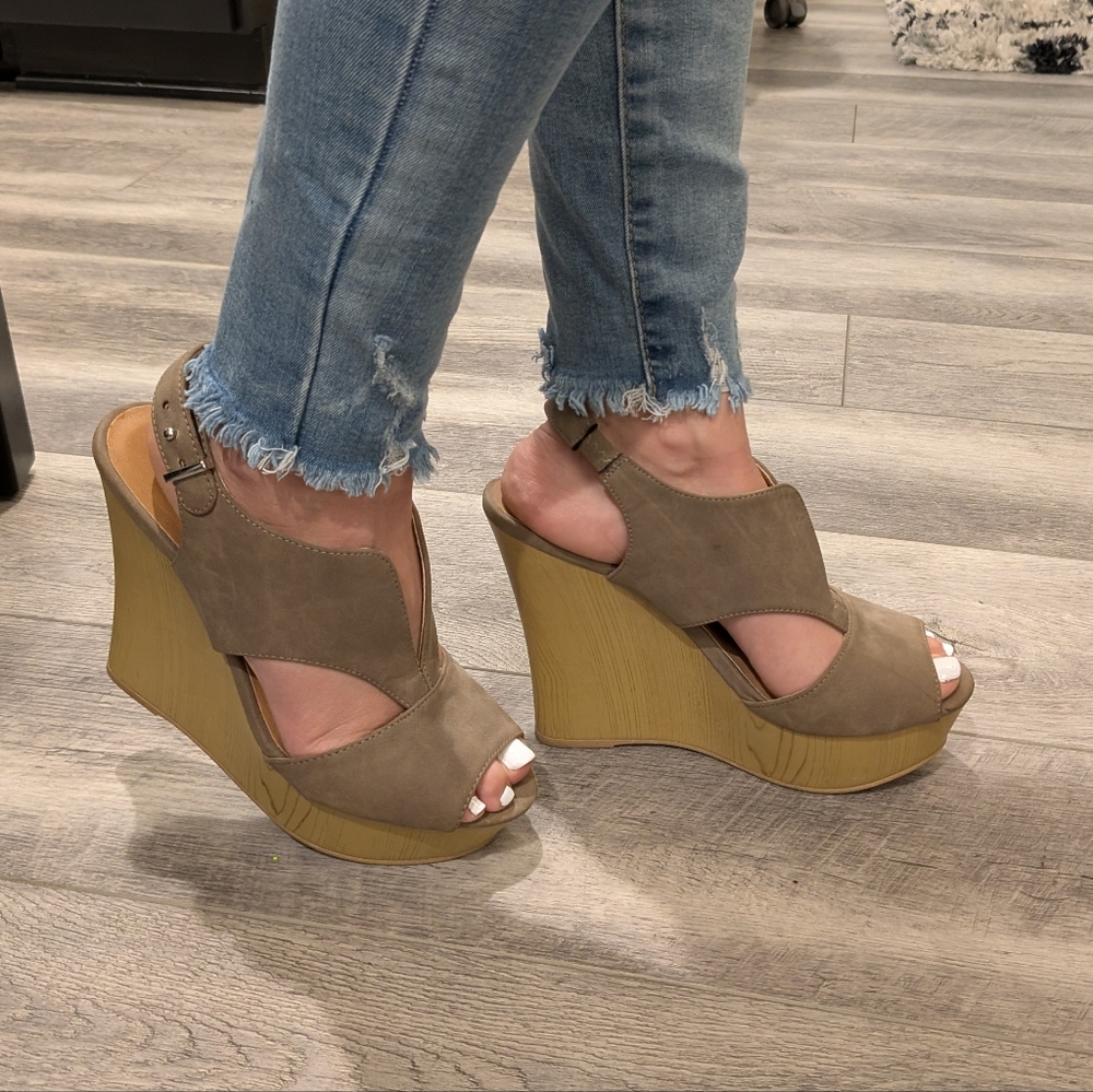 Taupe Wedge Sandals